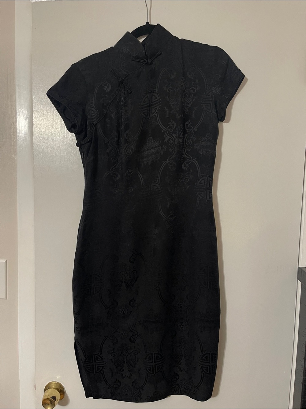 Classic Black Mandarin Collar Cheongsam Dress